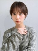 前髪あり耳掛け丸みくびれショートボブ20代30代40代50代（蘭）