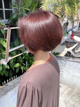 ナナナ パレナ 大津膳所店(nanana parena) 大人かわいい丸みショートブリーチなしブラウンレッドカラー