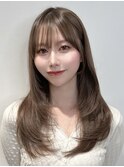 韓国レイヤーカット ワンカール ロングレイヤー 小顔バング