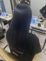 アジールヘア 所沢プロペ通り店(agir hair)&nbsp;ネビージュブルーブラック黒髪小顔カットワンレンブリーチ所沢