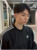 韓国マッシュスパイキーショートブルーブラックツーブロック1
