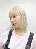 ダブルカラーミルクティーベージュカラーケアブリーチ韓国ボブ
