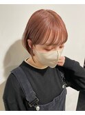 ミニボブ×ピンクベージュ