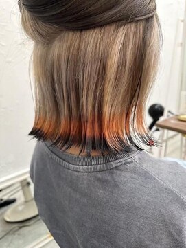 ロミー 本厚木(ROMMY.) くびれボブヘア◎エンドカラー◎コーラルオレンジ20代～50代