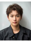 ツーブロック人気短髪アップバングフェザー