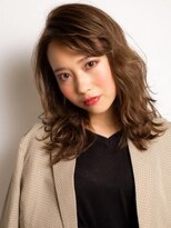 クアトログランシュ ひたちなか店(QUATRO×GranCieux)&nbsp;ブランジュカラー×斜めバングの大人かわいいゆるふわミディ