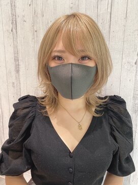 リアイス(Re:ICE) ミニウルフ/くすみブルー/流れるレイヤー/インナーハイライト