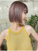 ボブ/ミニボブ/グレージュ/ピンク/ブリーチ/ケアブリーチ