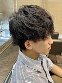 STYLE藤沢メンズマッシュ黒髪ツーブロツイストスパイラルパーマ