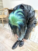ヲタク(wotaku.)&nbsp;ルーツカラー.ペールグリーン×ブルーブラック＋ケアブリーチ