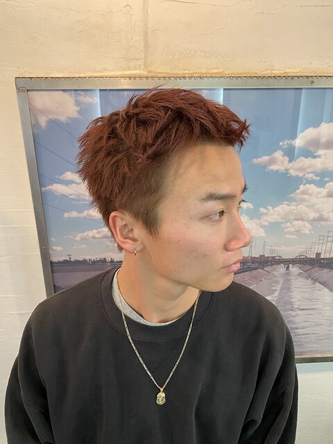 MEN'S HAIRマッシュウルフアッシュブラックカルマパーマ