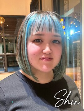 シェル(SHEL) 【SHIN★】逆アンブレラカラー　シアンXグレージュ