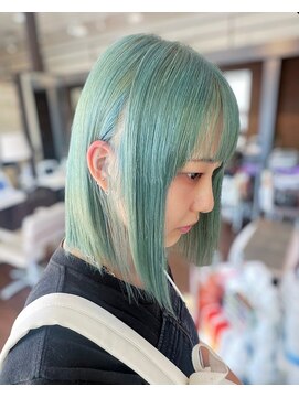 ヘアーショップ エヌアンドエー 幸手店(hairshop N&A) 大人かわいいサラ艶デザインカラー グリーンカラー