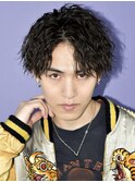 ツイストスパイラルパーマセンターパートツーブロックコンマ韓国