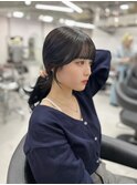13771黒髪くびれヘア髪質改善レイヤーカット韓国ポニーテール