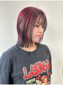 ブリーチ無しダブルカラーデザインカラービビットレッドカラー