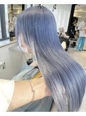 ミルクティーブロンドダークブルーデジタルパーマ
