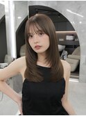 韓国レイヤーカット ミルクブラウン 顔まわり 銀座