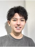 メンズショートパーマ短髪ツーブロック刈り上げ