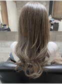 伸ばしかけロング×まろやかミルクティーベージュ