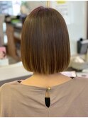 切りっぱなしボブ透明感カラーベージュハイトーンダブルカラー7