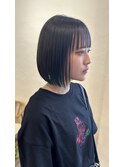 20代30代40代大人可愛い切りっぱなしボブ×シースルーバング