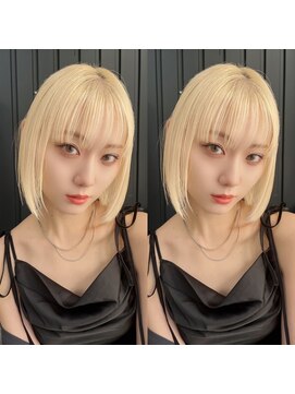 ロンドプロフィール 浦和(Lond profil) イメチェン　ボブ　外ハネボブ　美髪　ホワイトブロンド　韓国