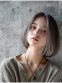 大人ボブ/ハイライトバレイヤージュ/グレージュ