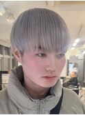 ミルクティーベージュダブルカラー韓国風メンズセンターパート