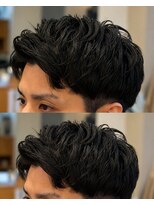ゼロスバーバー(0's BARBER SHOP)&nbsp;束感黒髪アイロンパーマ人気流行短髪清潔感メンズ