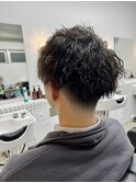 ハートツイストスパイラルパーマ　フェード　七三分け