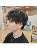 ツーブロックエアリーマッシュ×ケアパーマ波巻きショート