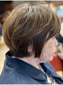 大人可愛いミセスハイライトショートスタイル/30代40代50代