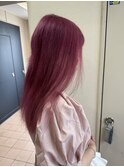 ローズピンクロングシースルー前髪イメチェン所沢韓国練馬