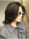 メンズロン毛ミディアム毛流れパーマ