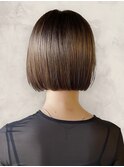 秋色アッシュグレージュボブ◎30代40代小顔レイヤー外ハネ