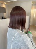 切りっぱなしボブ ブリーチなし暖色カラー