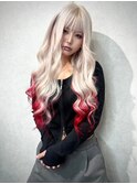 ホワイトグラデ×裾レッド