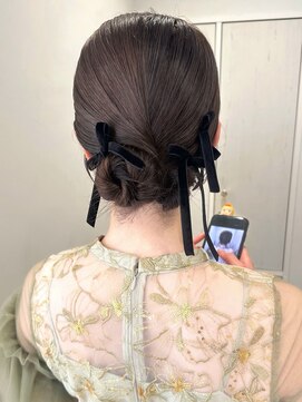 ガーデンヨコハマ(GARDEN YOKOHAMA) ヘアアレンジセットリボンタイトローシニヨンツイン結婚式卵型