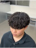 爽やかビジネスツーブロック無造作ナチュラル波巻きパーマ
