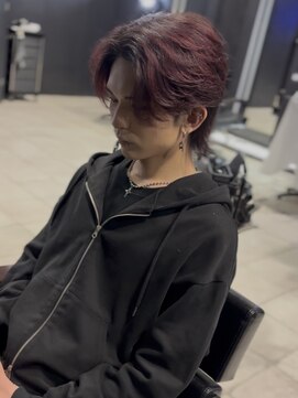 アウル 心斎橋(owl) センターパート/ハイライト/ワインレッドカラー/メンズパーマ