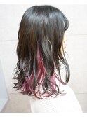 【Bf→Af】ブリーチ1回/ダークグレー×インナーピンクレッド