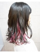 ヘアテリア リュウ 大塚(hair teria ryu) 【Bf→Af】ブリーチ1回/ダークグレー×インナーピンクレッド