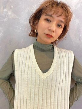 ラボヌールヘアーグレース 門前仲町店(La Bonheur hair grace) こっくりピンクベージュが可愛いくびれボブ/ラフニュアンス