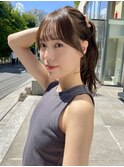 ナチュラル小顔前髪あり後れ毛サイドバング結べるボブくびれヘア