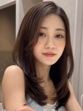 ロンドミラー 博多店(Lond Mirror) 顔周り小顔レイヤーカット/ミディアム韓国ヘア/博多