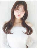 韓国風 ロング レッドブラウン レイヤー 20代 30代