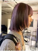 デザインカラーコントラストハイライト切りっぱなしボブ