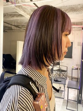 ルーム(Loom.) デザインカラーコントラストハイライト切りっぱなしボブ