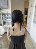 【ヘアアレンジ】ツインベロアリボンアレンジ